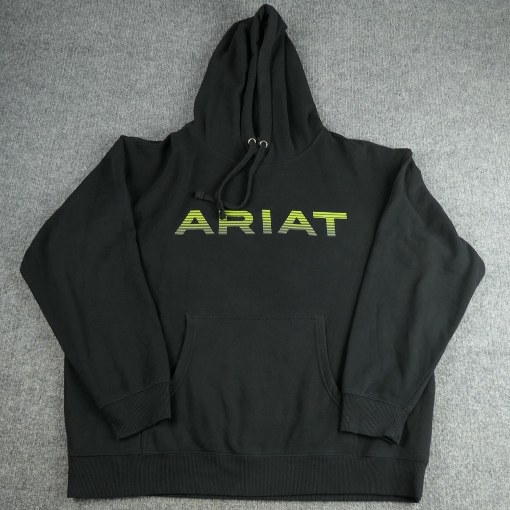 Ariat Hoodie Mens Large Black Rebar Graphic Logo Pullover Sweatshirt Long Sleeve